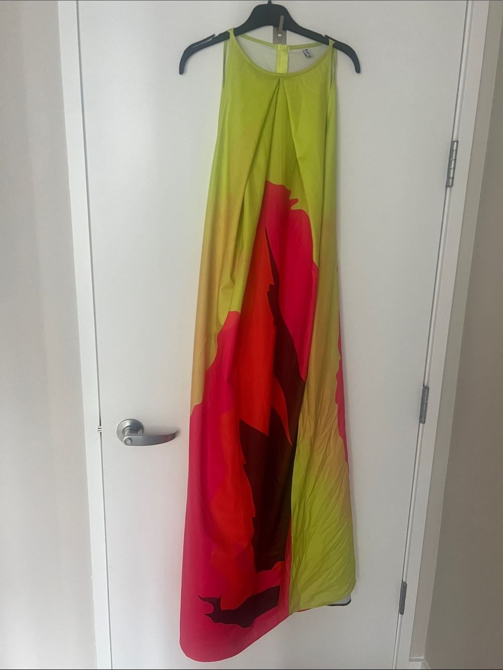 Bright Gradient Maxi Dress with Bold Floral Print